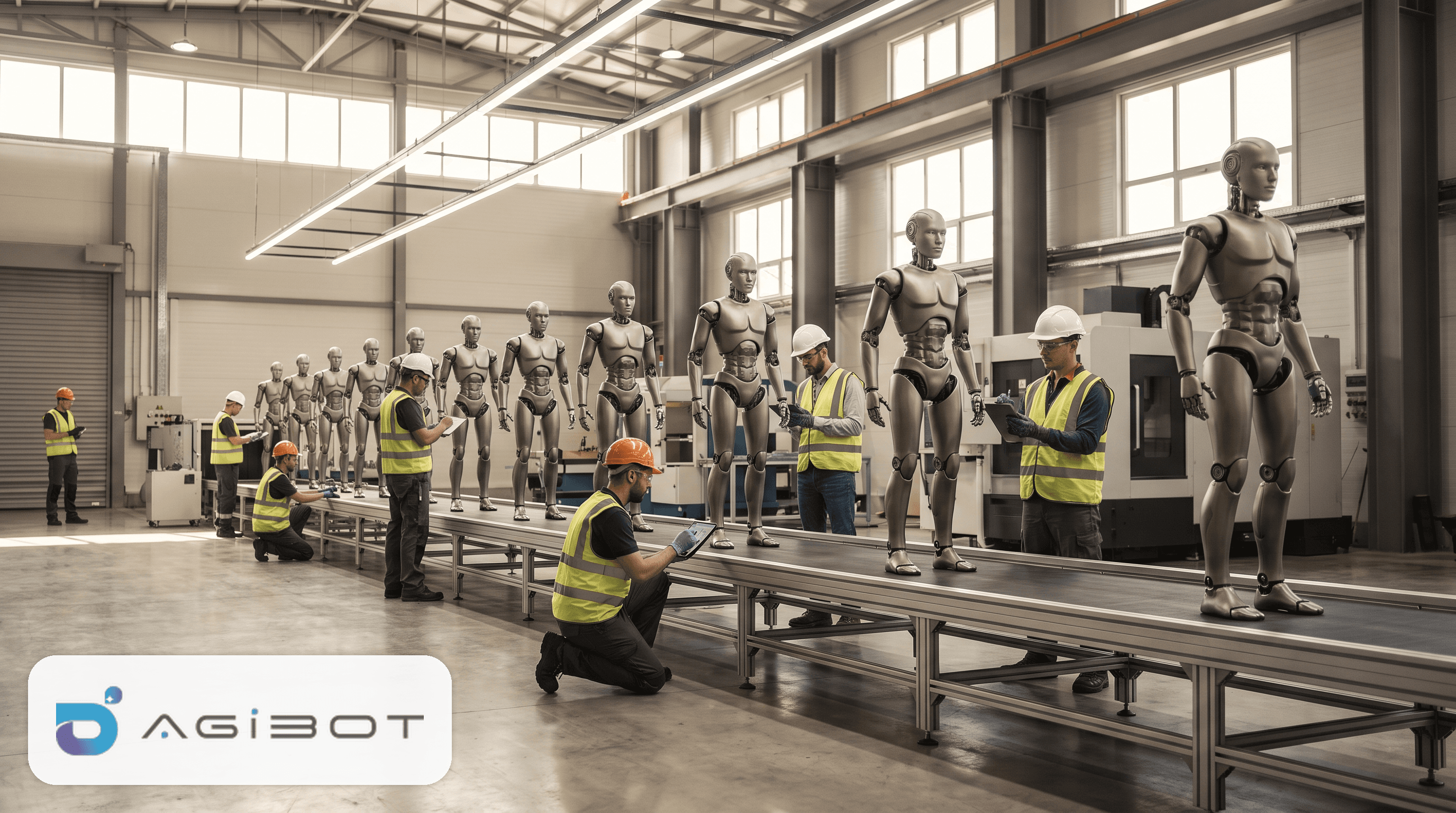 A humanoid robot assembly line