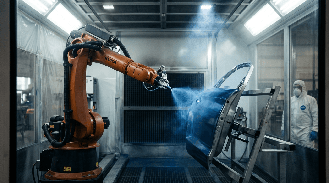 EFORT robot painting a car body in a paint booth