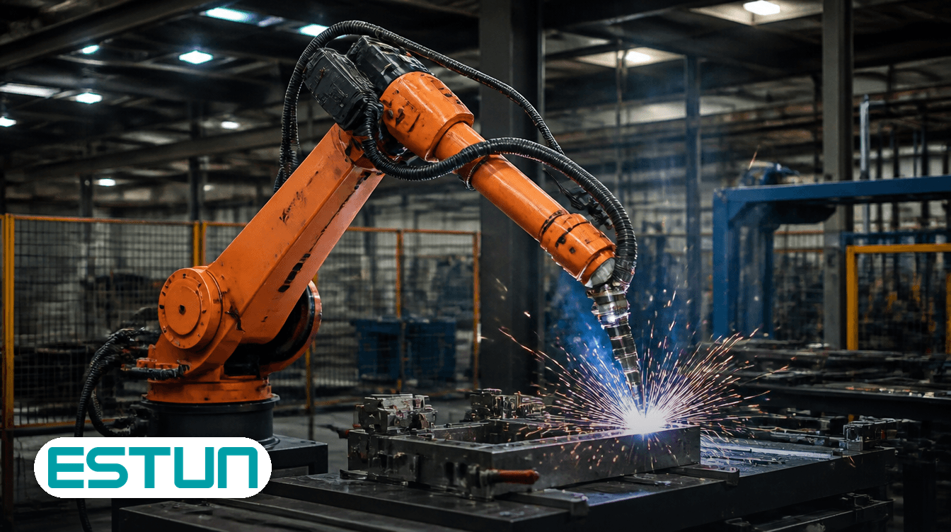 An Estun ER-series industrial robot welding