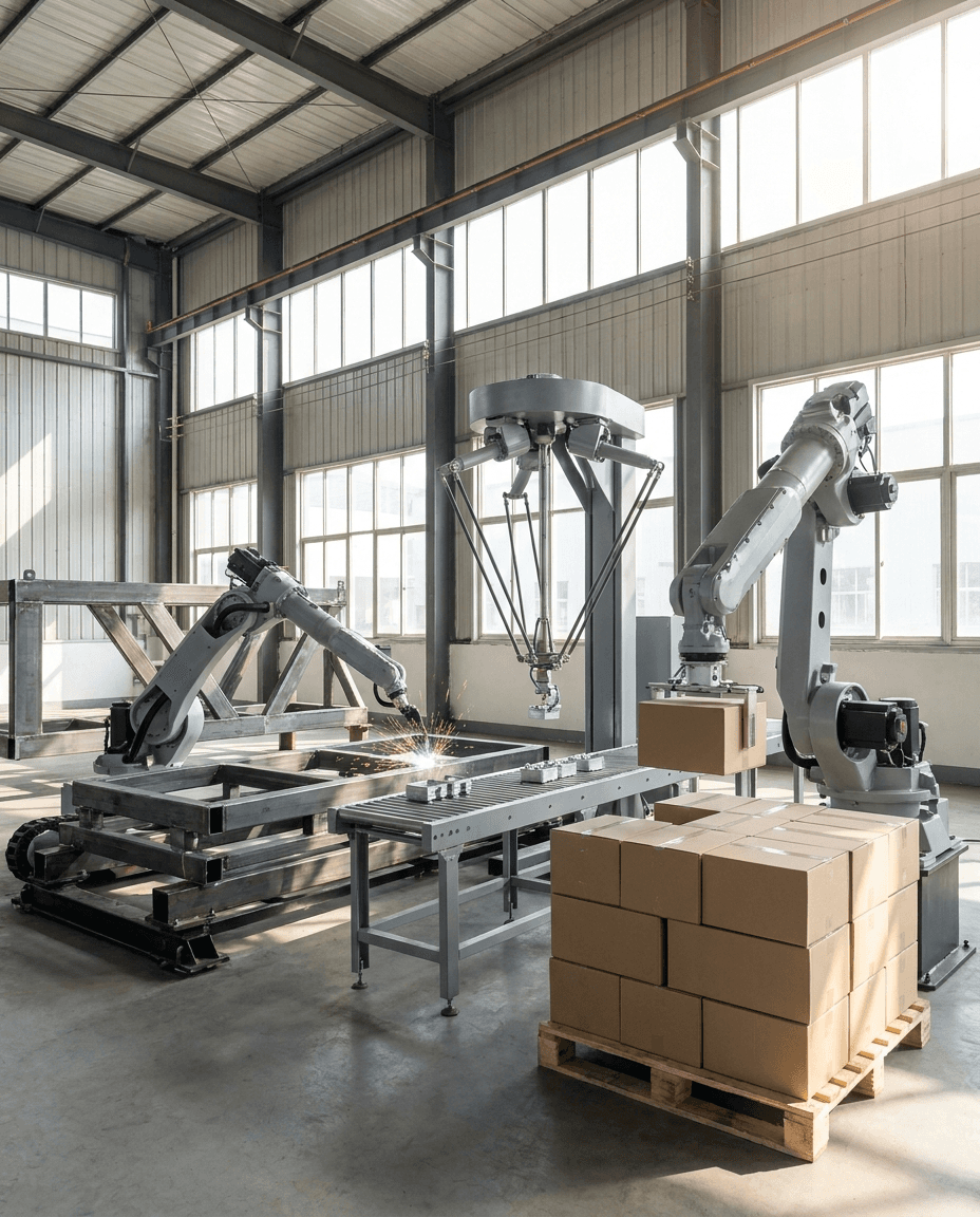 EVST production line: welding robots and palletizers on one site