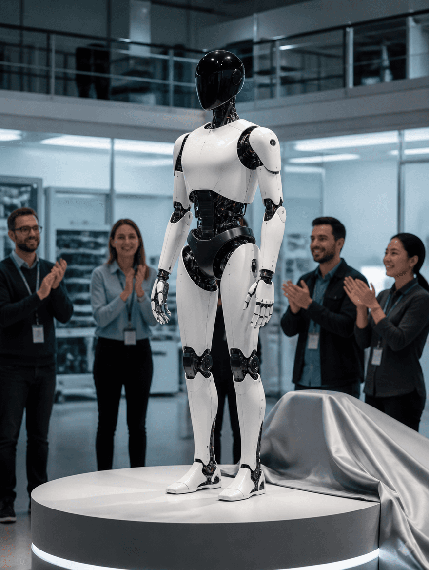 New humanoid unveiled on a lab stage
