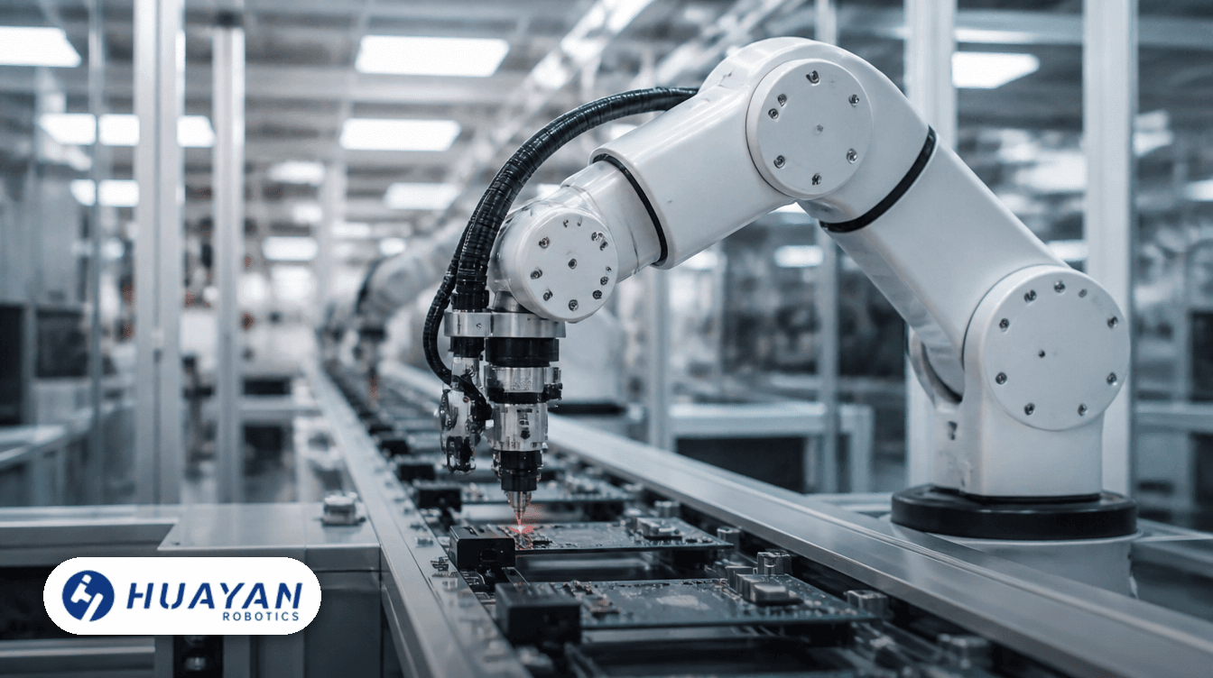A Huayan Robotics manipulator on an assembly line
