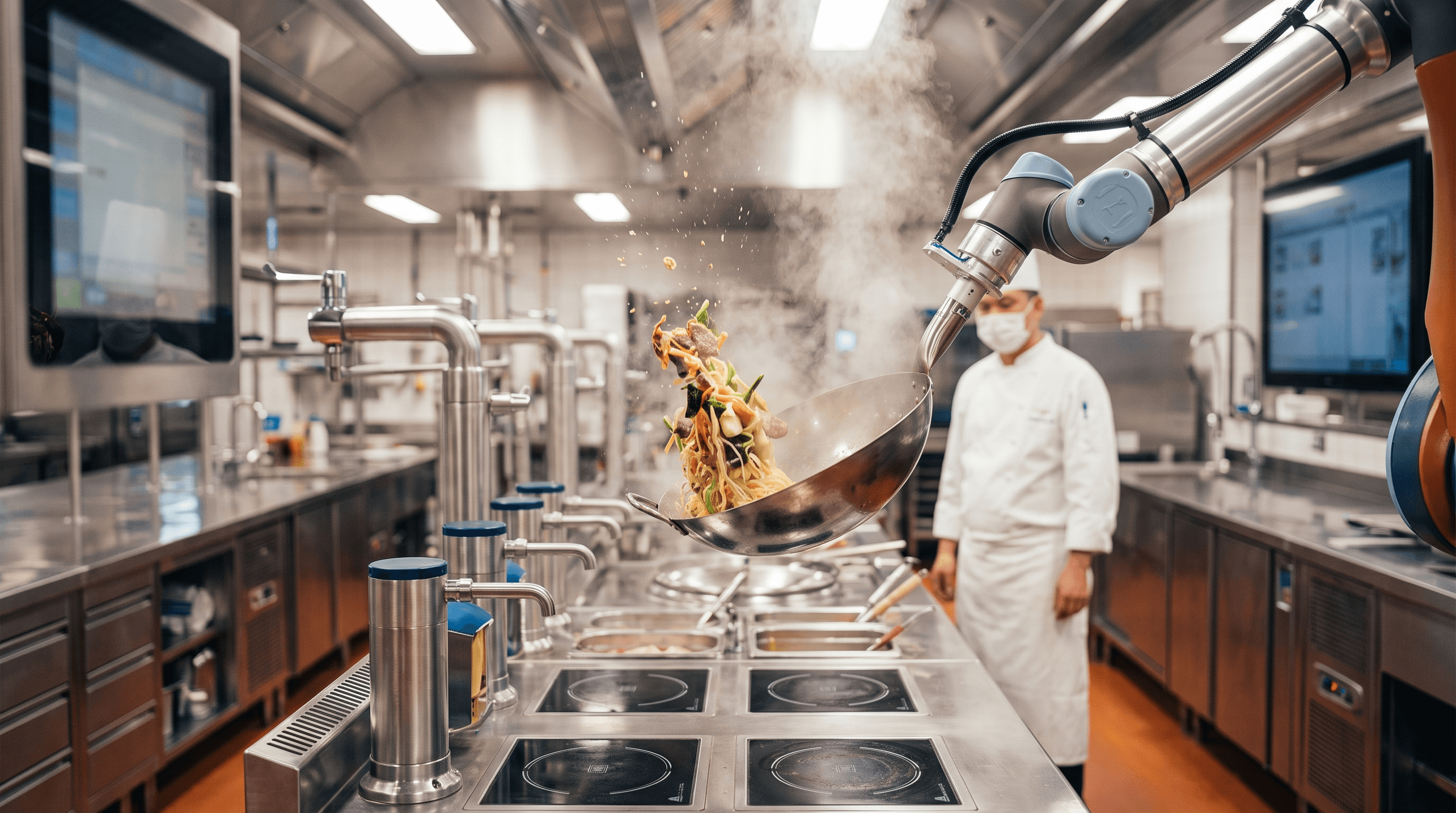 Xiangying robot chef cooking with a wok