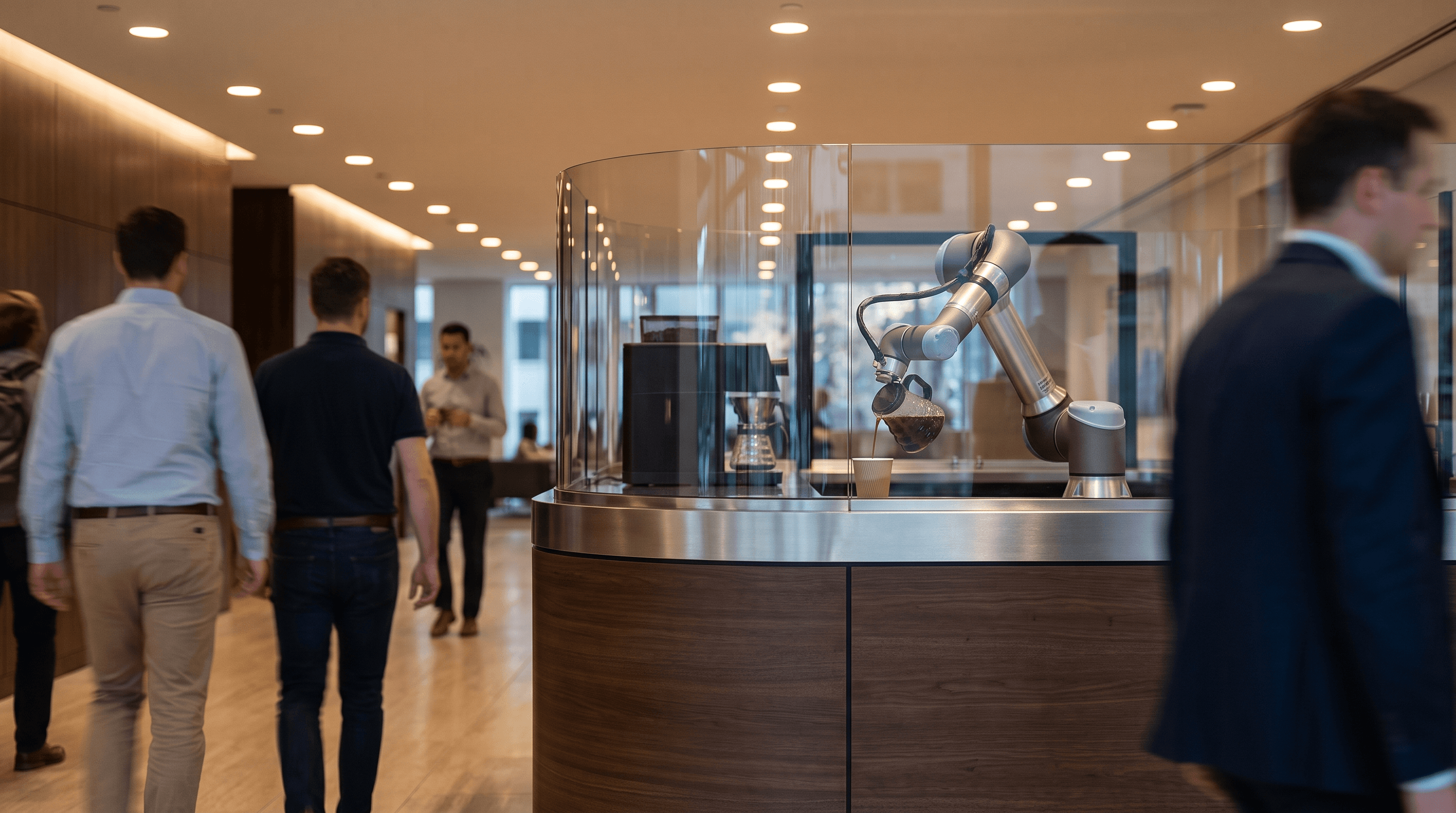Xixiang barista robot brewing coffee at an unmanned kiosk