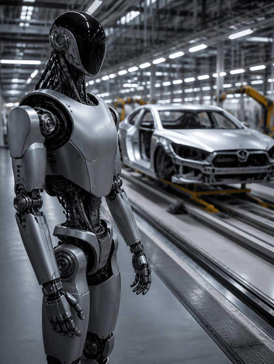 Humanoid prototype on an automotive assembly line